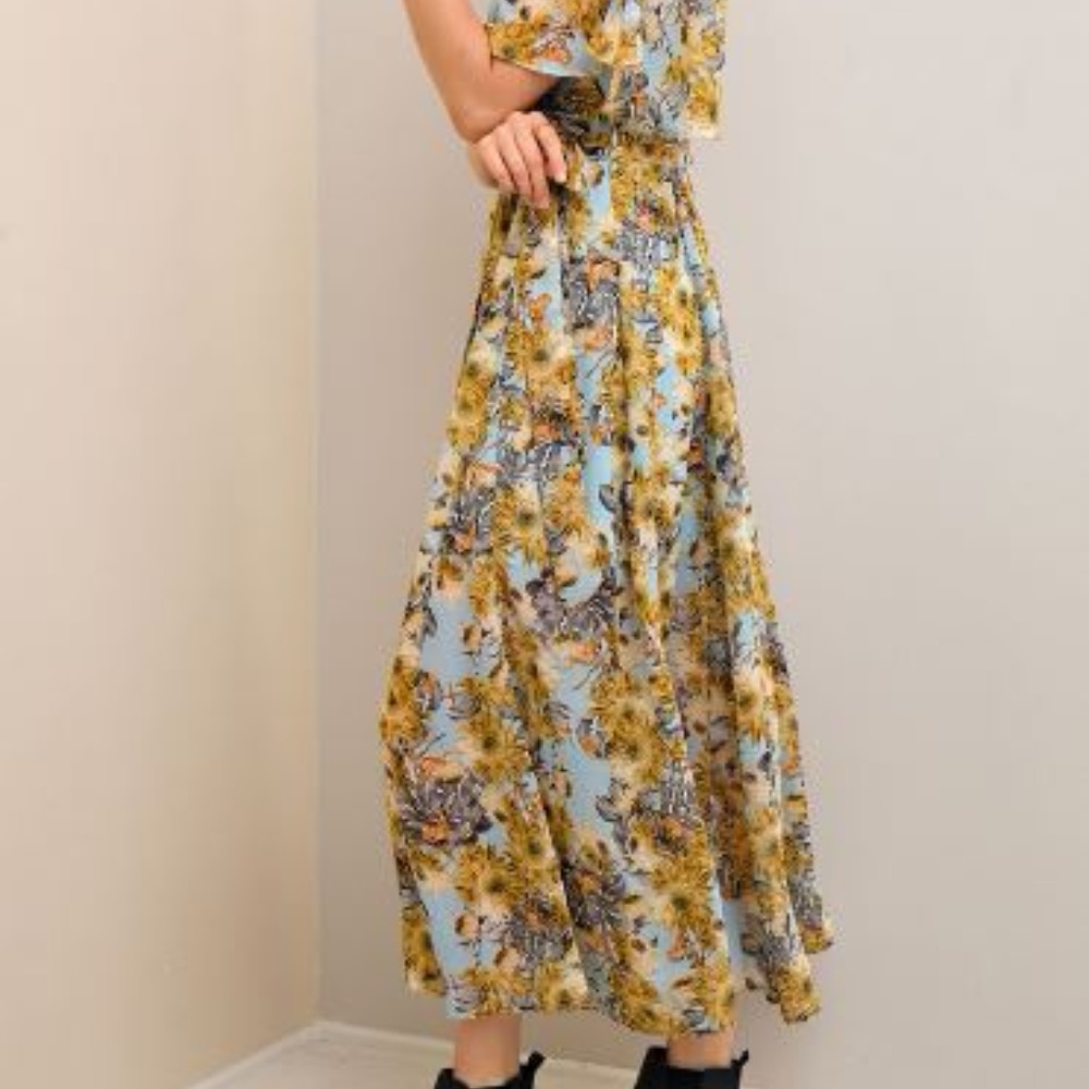 Floral print wrap-style maxi dress - Picture 3 of 6